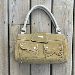 Miche Corduroy Shoulder Bag with Cream Handles